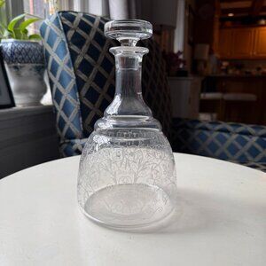 Baccarat "Lulli" liquor decanter with stopper etched crystal swirl floral design